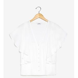 EXPRESS button front flutter sleeve top